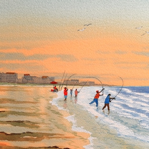 Pesca in Florida Acquerello - St George Island - Art Print USA Wildlife