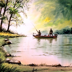 Bass Fishing Art Print: Greenbrier River, West Virginia Watercolor