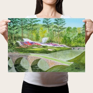 Augusta National Golf Print – Watercolor Golf Art, Famous Course Painting, Golf Wall Decor, Golfer Gift, Sports Landscape Art