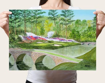 Augusta National Watercolor Print: Amen Corner Golf Course Art