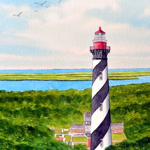 St Augustine Lighthouse Florida Watercolor Art Print USA Luoghi d'interesse