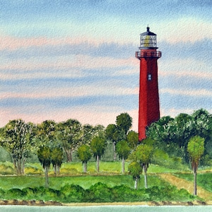 Jupiter Lighthouse Florida Watercolour Art Print USA Landmarks