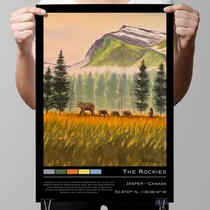 The Rockies Watercolor Travel Poster: Vintage Wall Art Print