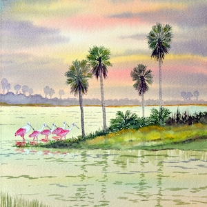 Stoney Bayou St Marks Florida Acquerello Art Print USA Punti di riferimento