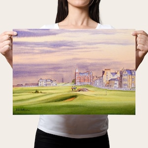St Andrews Golf Course Print – Scotland Watercolor Art, Golf Wall Decor, Famous Golf Course Painting, Golfer Gift, Sports Art