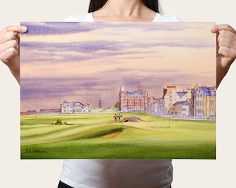 St Andrews Golf Course Watercolor Art Print: Scotland Golf Wall Decor