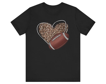 Leopard Heart Football Tee, Unisex Game Day Shirt