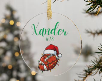 Personalized Football Acrylic Ornament, Sports Christmas Decor