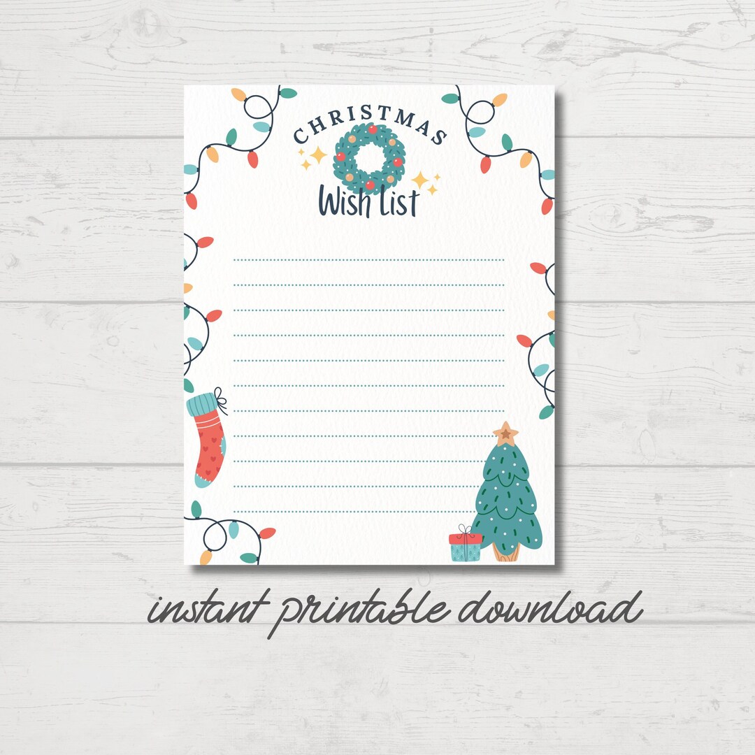 Printable Christmas Wish List Holiday Printables Instant - Etsy