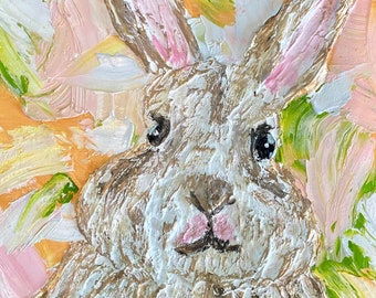 Original Textured Artwork-Oil Easter Bunny