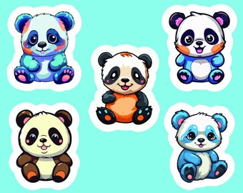 Paquete de pegatinas de mini pandas de colores - Set 1