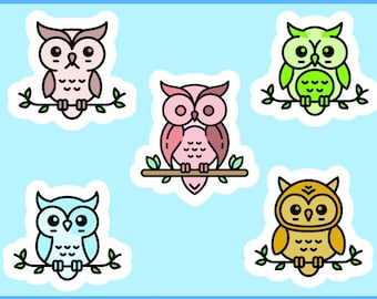 Paquete de hojas de pegatinas de minibúhos - Set 1