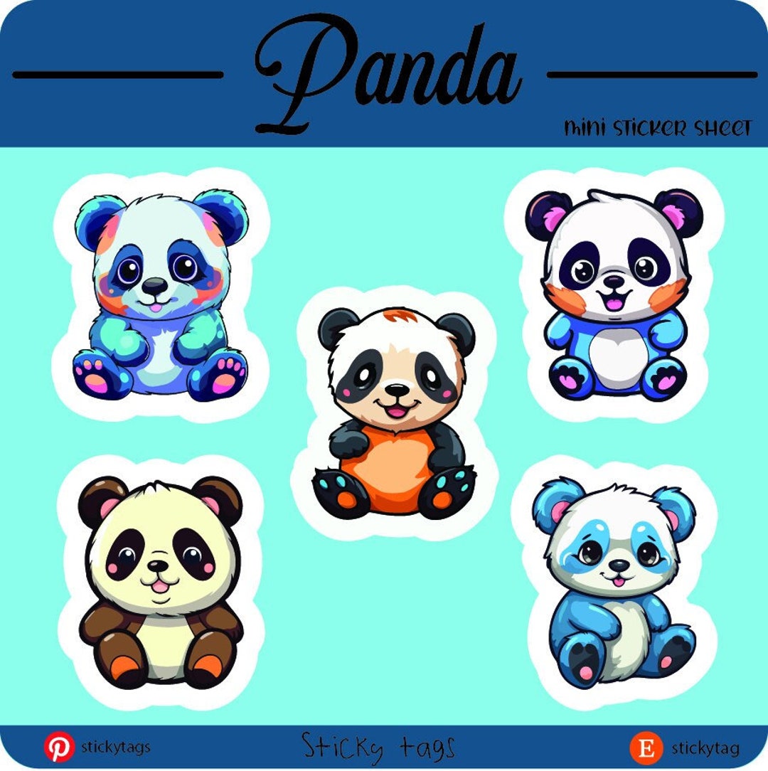 Panda Mini Sticker Colorful Mini Panda Sticker Sheet Pack - Set 1 - Etsy