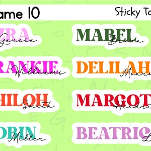 Pegatinas personalizadas con nombre, pegatinas retro, pegatinas estéticas, pegatinas personalizadas para portátil, pegatinas con nombre, pegatinas coloridas - Set 10