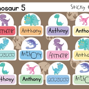 Brüllend schöne Dinosaurier Namensetiketten für Kinder - Tagespflege Etiketten, personalisiert, wasserfest und lustig! - Set 5