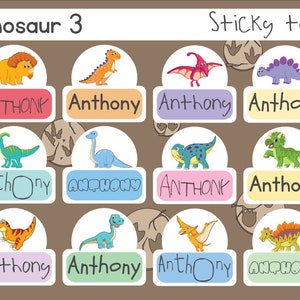 Jurassic Oration - Kita Etiketten, Dinosaurier Sticky Tags zum Personalisieren, wasserfestes Schulmaterial und mehr - Set 3
