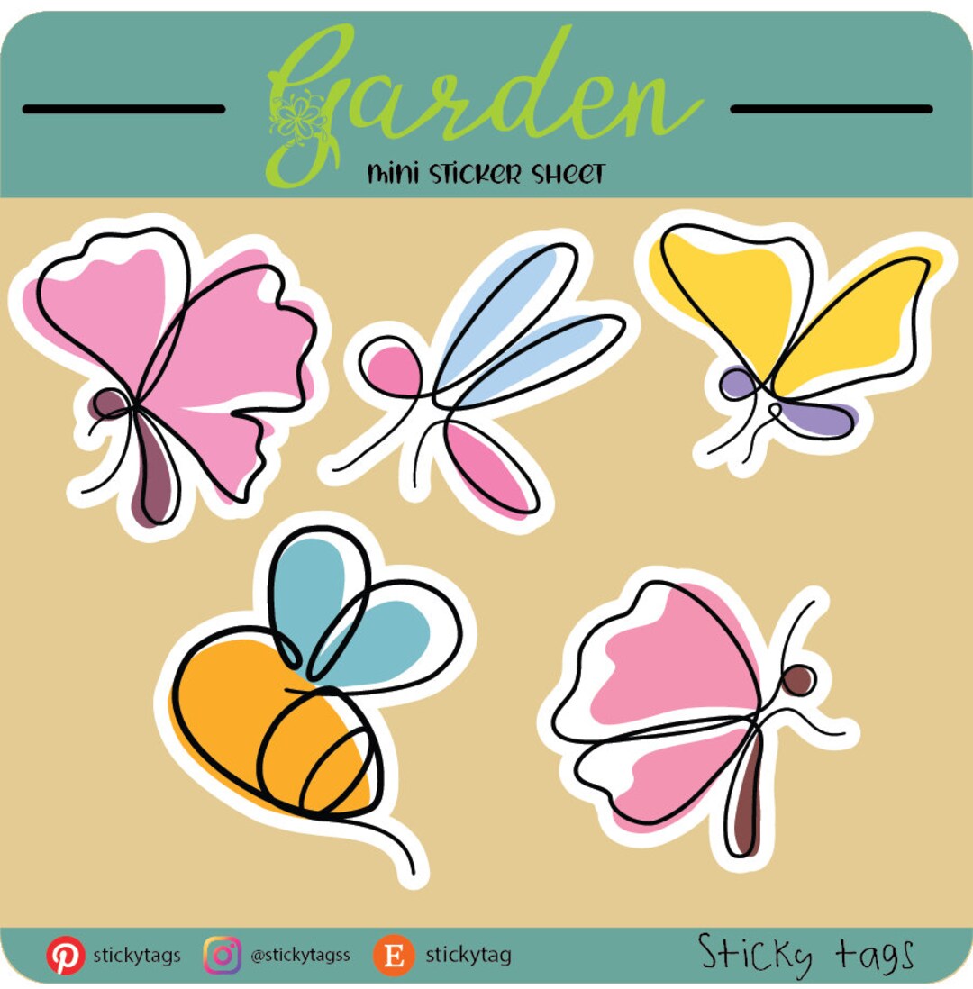 Garden Mini Sticker Set - Bright & Botanical, Customizable Sizes, Ideal ...