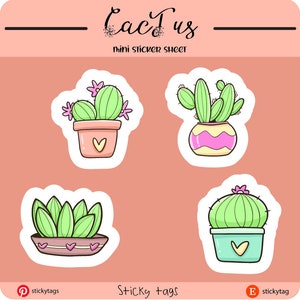 Mini packs d'autocollants cactus