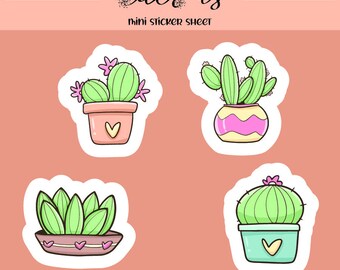 Pacotes de adesivos de mini cactos