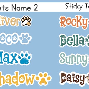 Personalized Pet Name Label Vinyl Sticker with Paw Print | Pet Decal | Pet Paw Print Decal | Dog Paw Decal | Cat Paw Decal  - Set 2