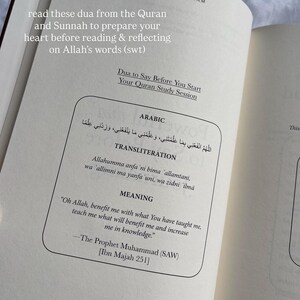 May include: Open book with text in Arabic and English. The text includes a prayer for knowledge and understanding, with transliteration and meaning provided. The book is titled "Kashmir Maryam".