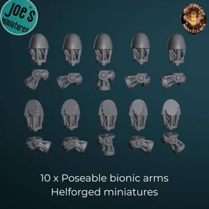 10 x Poseable bionic arms for miniature wargaming - Helforged miniatures