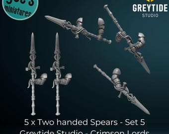 Włócznie dwuręczne x 5 - Zestaw 5 - Greytide Studio - Crimson Lords