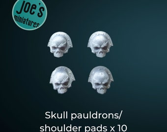 Skull shoulder pauldrons / shoulder pads x 10 version 3 for 28mm and 32mm tabletop miniatures