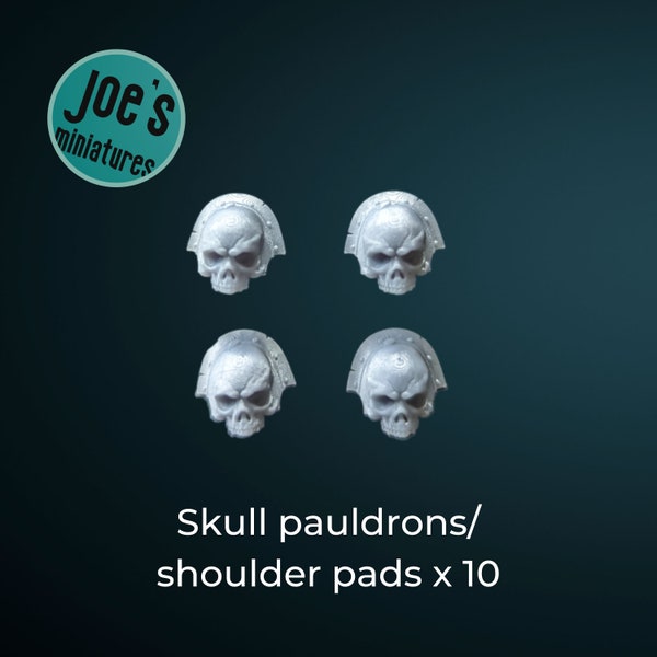 Skull shoulder pauldrons / shoulder pads x 10 version 3 for 28mm and 32mm tabletop miniatures