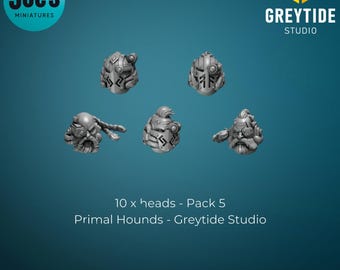 ヘッド x 10 - パック 5 - Primal Hounds - Greytide studios