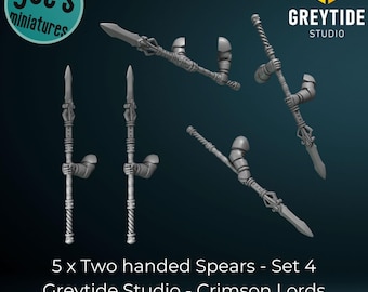 Two Handed Spears x 5 - Set 4 - Greytide Studio - Crimson Lords