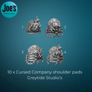 10 (5 Left 5 Right) x Cursed Company shoulder pads for 28 and 32mm sci-fi miniatures