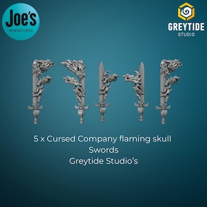 5 x Cursed Company flaming skull weapons - Greytide Studio