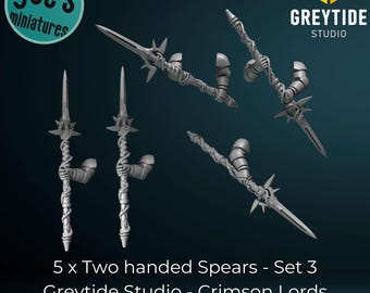 Włócznie dwuręczne x 5 - Zestaw 3 - Greytide Studio - Crimson Lords