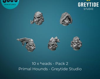 ヘッド x 10 - パック 2 - Primal Hounds - Greytide studios