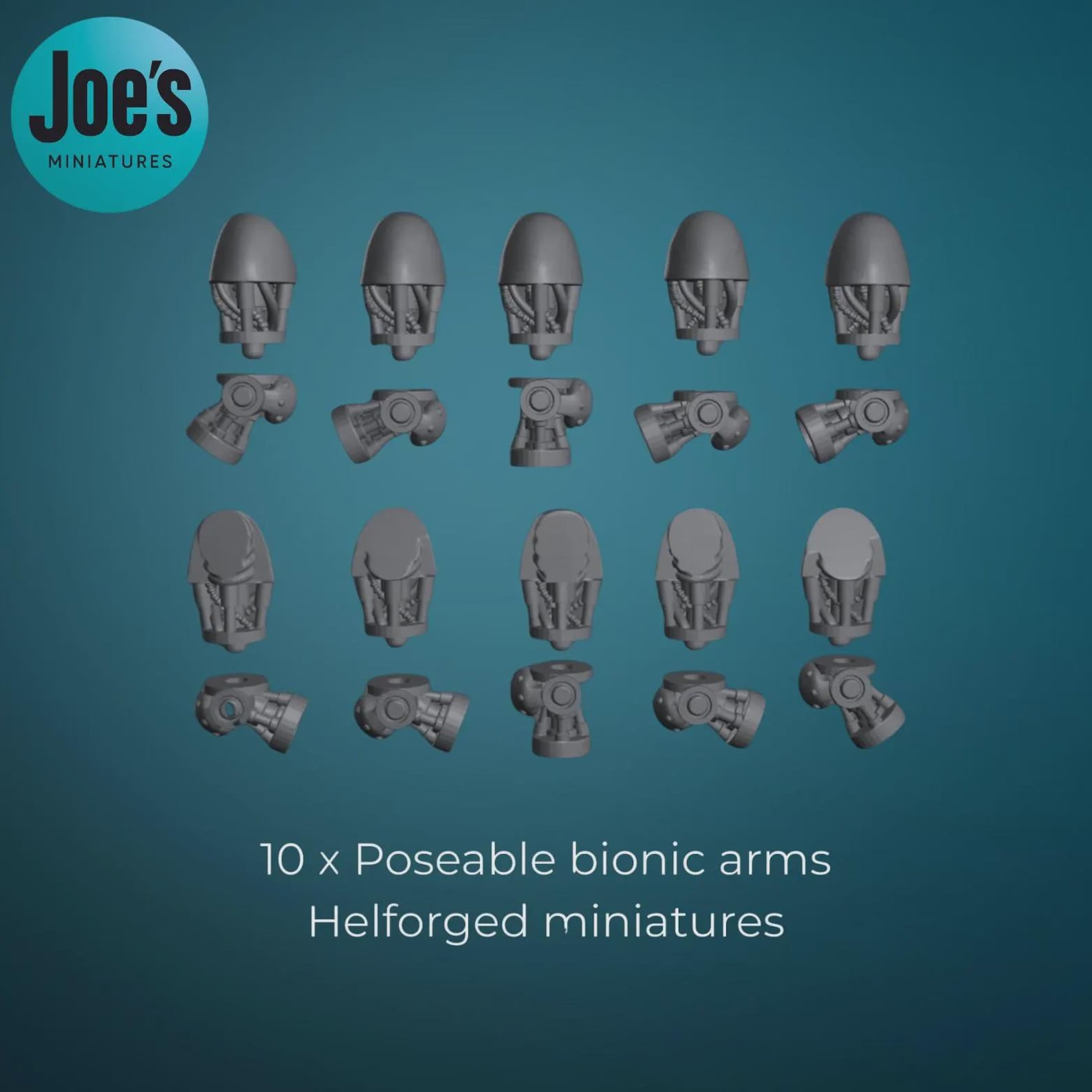 10 X Poseable Bionic Arms for Miniature Wargaming - Helforged ...