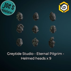 Helmed/Knight heads x 12 - Greytide studios - Eternal Pilgrims