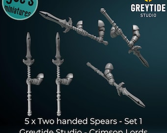 Lanças de Duas Mãos x 5 - Conjunto 1 - Greytide Studio - Senhores Carmesins