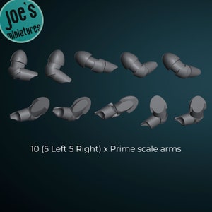 10 x Prime scale arms for 28 or 32mm miniature tabletop wargaming