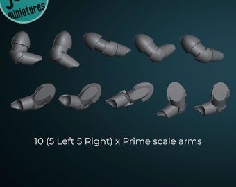 10 x Prime scale arms for 28 or 32mm miniature tabletop wargaming