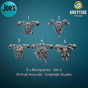 5 mochilas (conjunto 2) - Sabuesos primigenios - Greytide Studios
