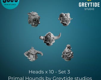 ヘッド x 10 - パック 3 - Primal Hounds - Greytide studios