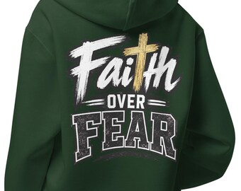 Faith Over Fear Hoodie, Christian Sports Hoodie, Oversized Heavyweight Hoodie, Teen Athlete Gift, Faith Based Sweatshirt