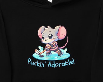 Kids Hockey Hoodie – Puckin’ Adorable Mouse Graphic Sweatshirt