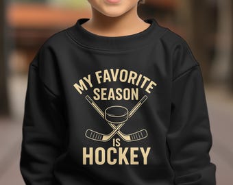 Hockey Season Youth Sweatshirt – Funny Kids Crewneck, Ice Rink Gift
