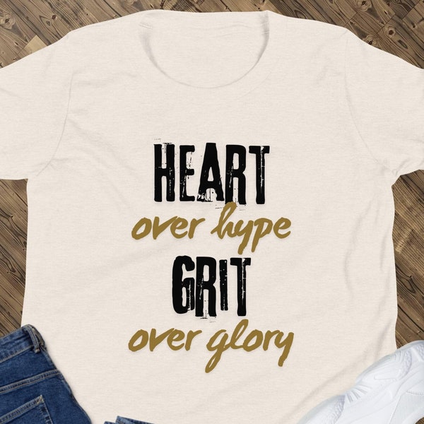 Kids Sports Shirt with Heart over Hype and Grit Over Glory - Youth Hockey Tee, Basketball Tshirt for Boys or Girls - Kid Football Fan Shirt