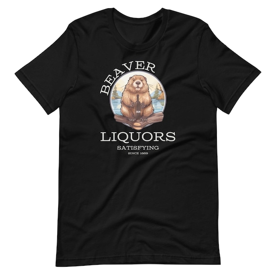 Beaver Liquors T-Shirt, Funny Adult Humor Graphic Tee