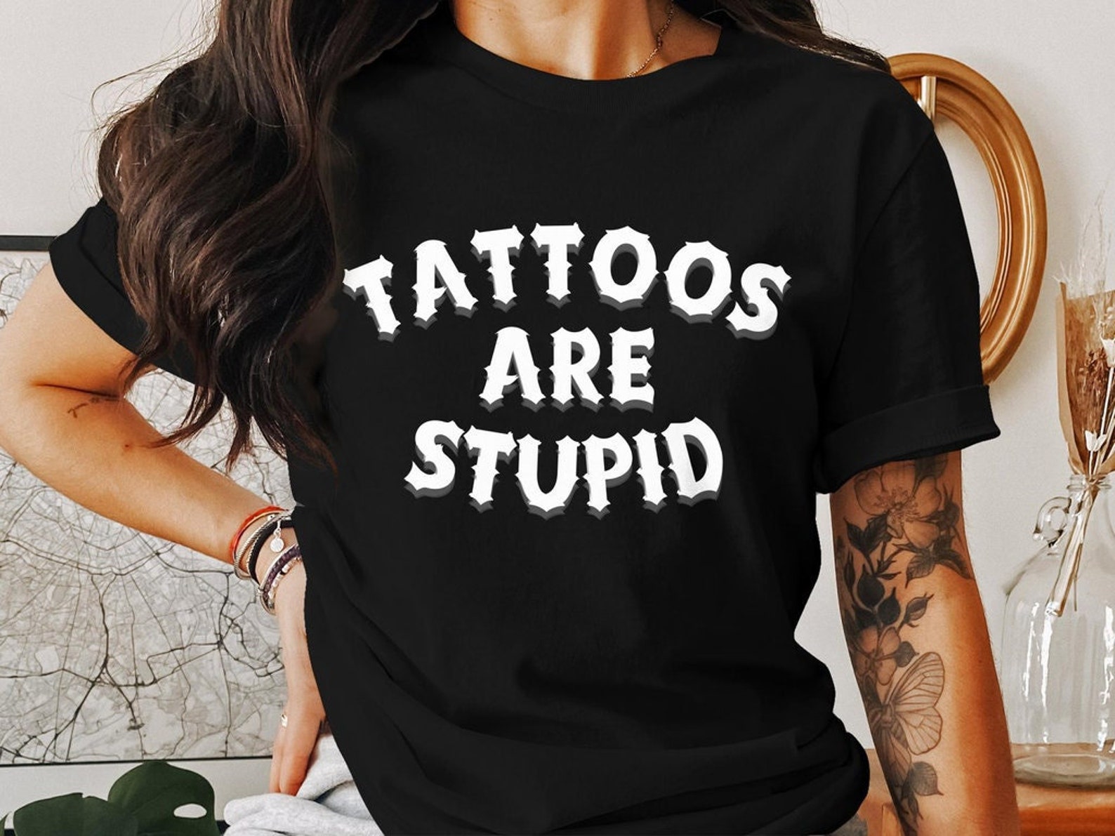 Funny Tattoo Tshirt, Tattoos Are Stupid Shirt, Tattoos Are for Idiots