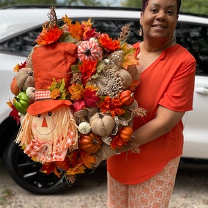Orange  Scarecrow Deco Mesh Wreath