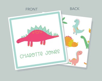 Hot Pink Dinosaur Gift Tag